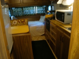 Inside the tiny camper, I took this photo as I stood in the bath.